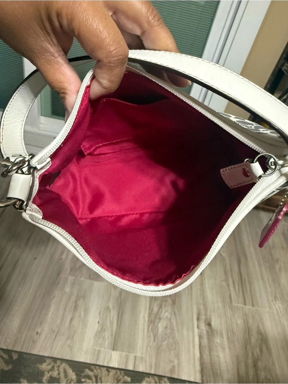 Coach Signature Canvas Small Shoulder Bag in Light Pink and Gray